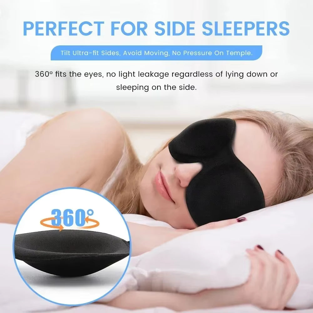 3D Sleep Mask, Soft Memory Foam Eye Cover, Comfortable Blockout Light Blindfold for Travel and Sleep Aid
